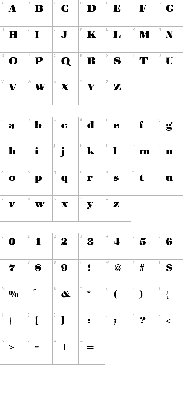 zabriskiebookheavy-regular character map