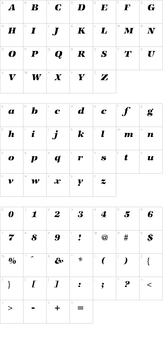 zabriskieinternationalheavy-regularitalic character map