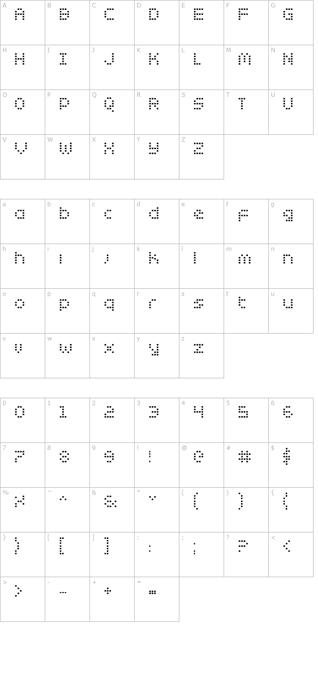 Zado Bold character map