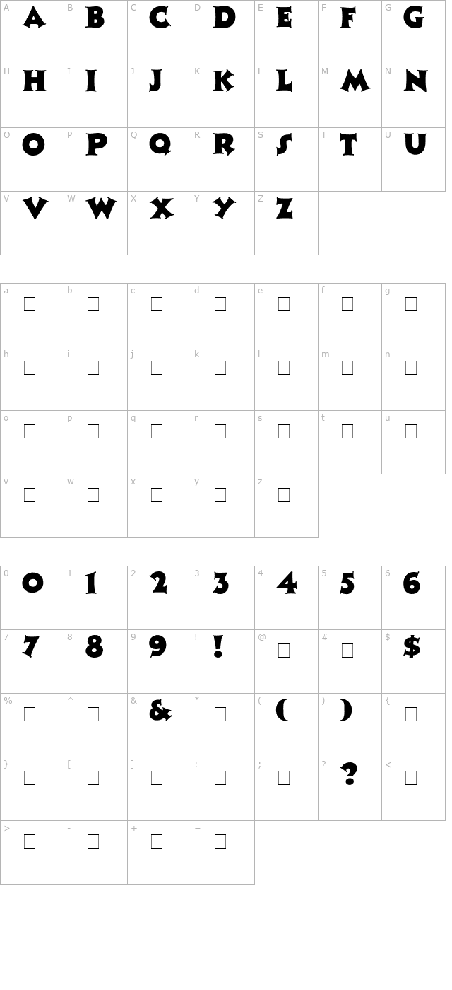 ZaleskiCaps Medium character map