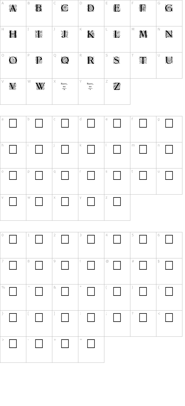 Zallman Caps character map