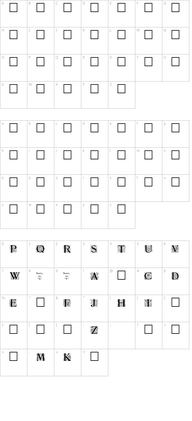 Zallman Plain character map