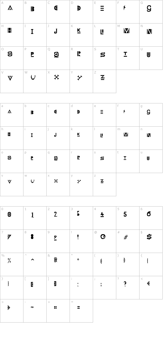 Zany Whatever It Means character map