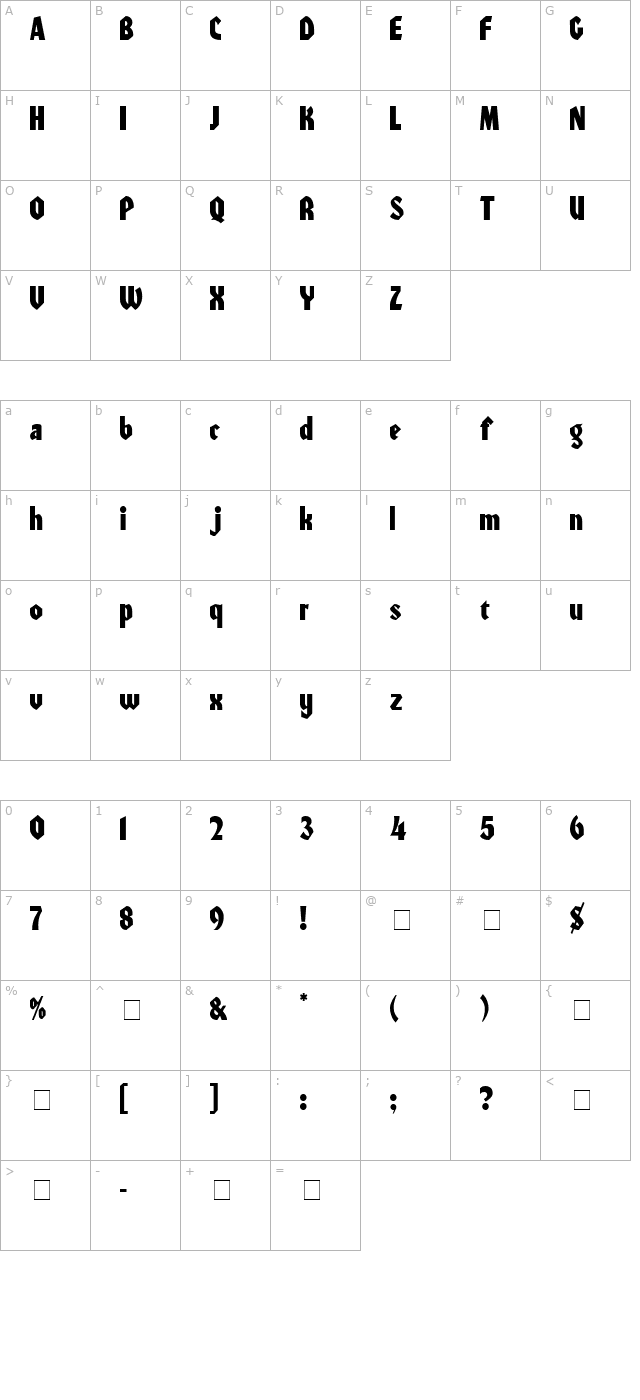 zayin-display-ssi character map