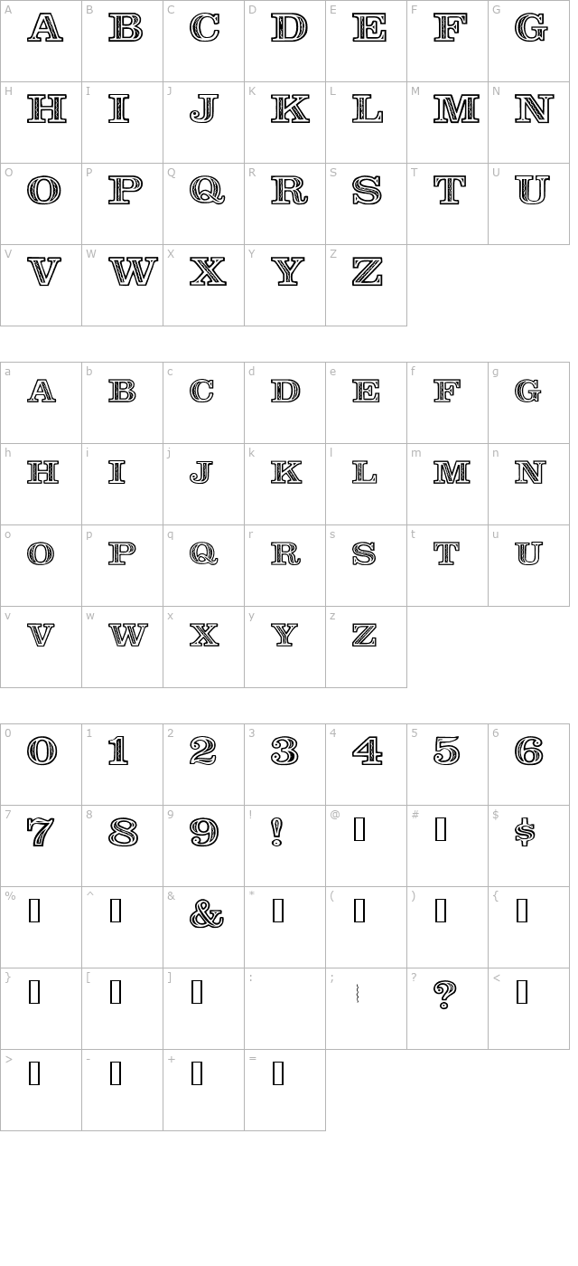 Zazou character map