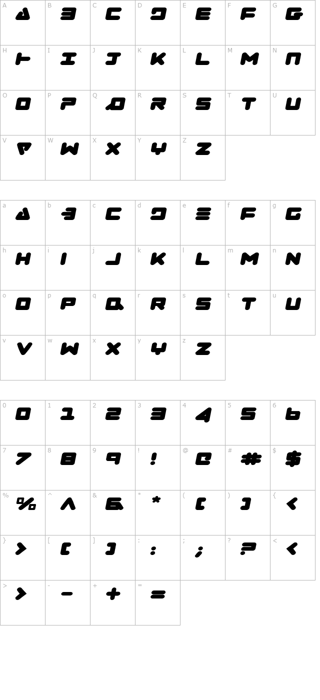 zealot-expanded-italic character map