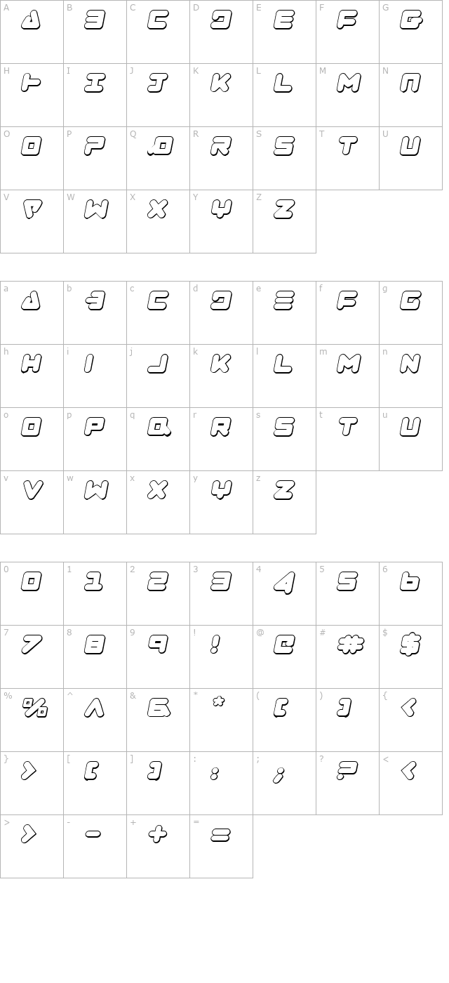 zealot-outline-italic character map