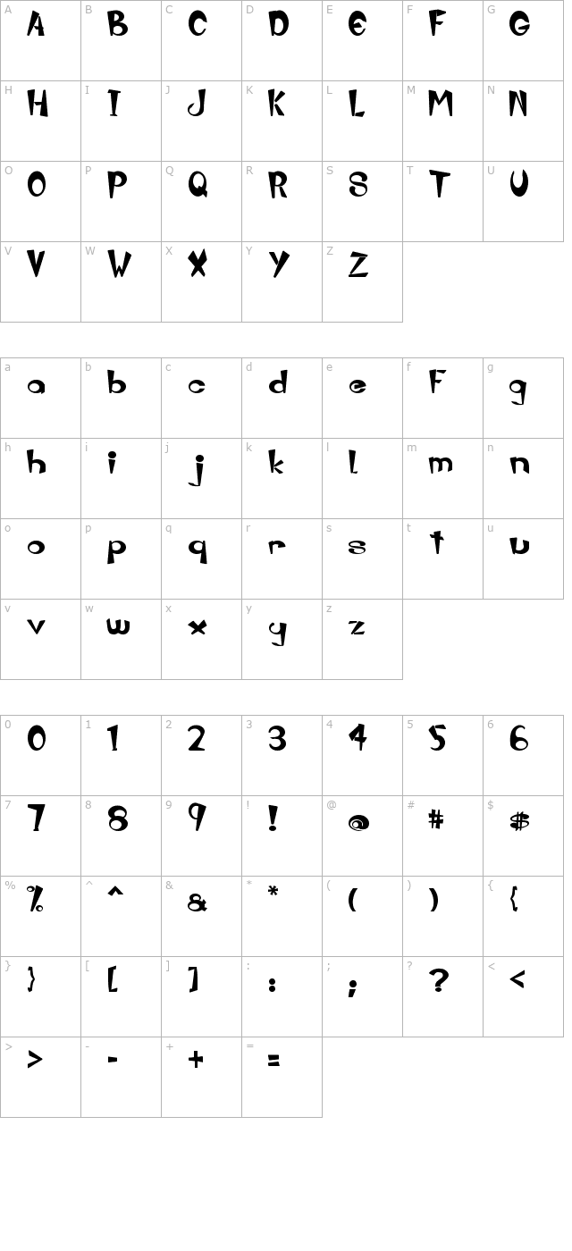 zebbadee character map