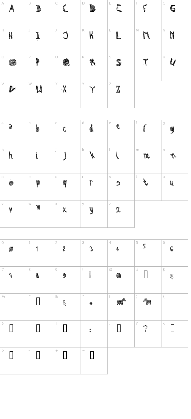 Zebra character map