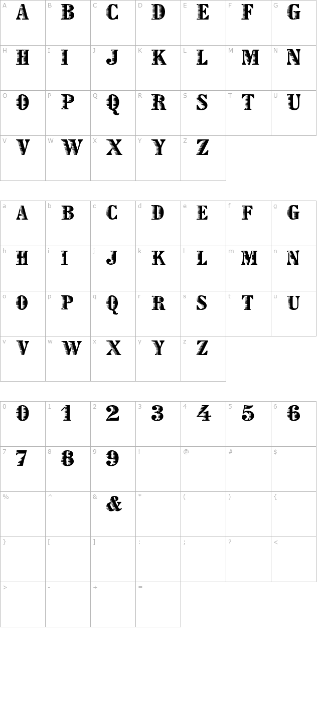 zebraesq character map