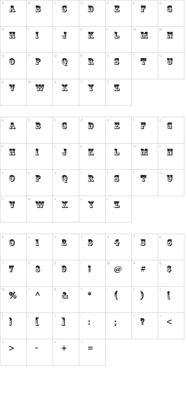 zebrawoodstd-regular character map