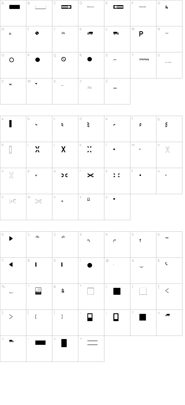 zeichen-dreihundert character map