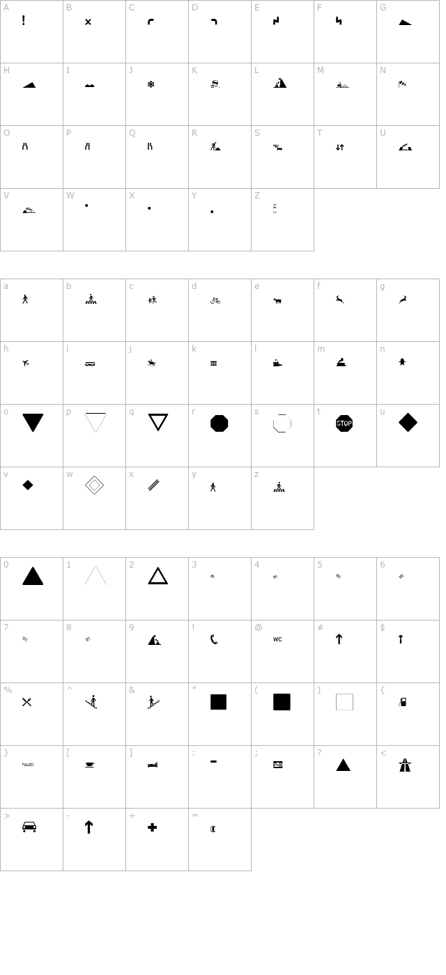 Zeichen Hundert character map