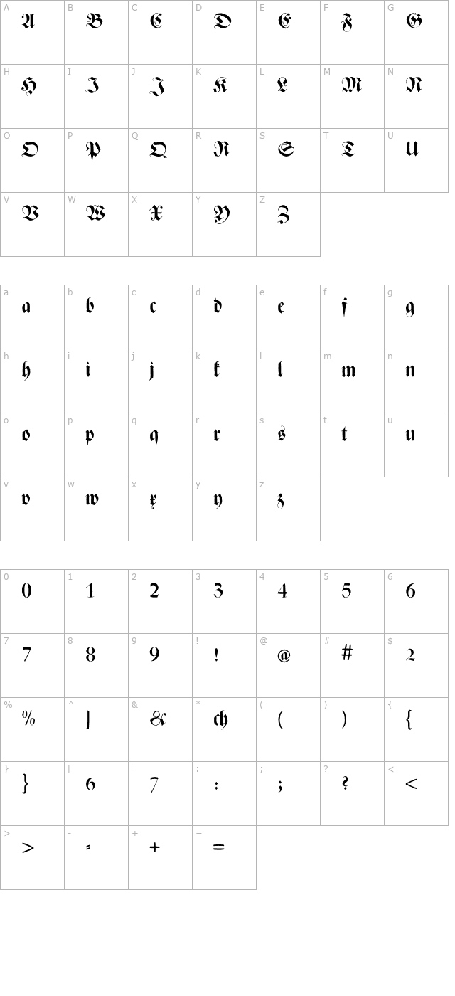 ZenFrax character map