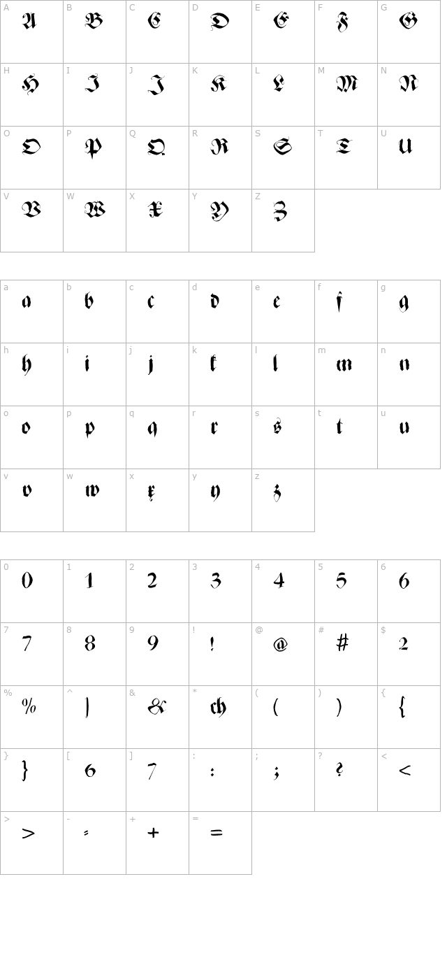 ZenFraxFreestyle character map