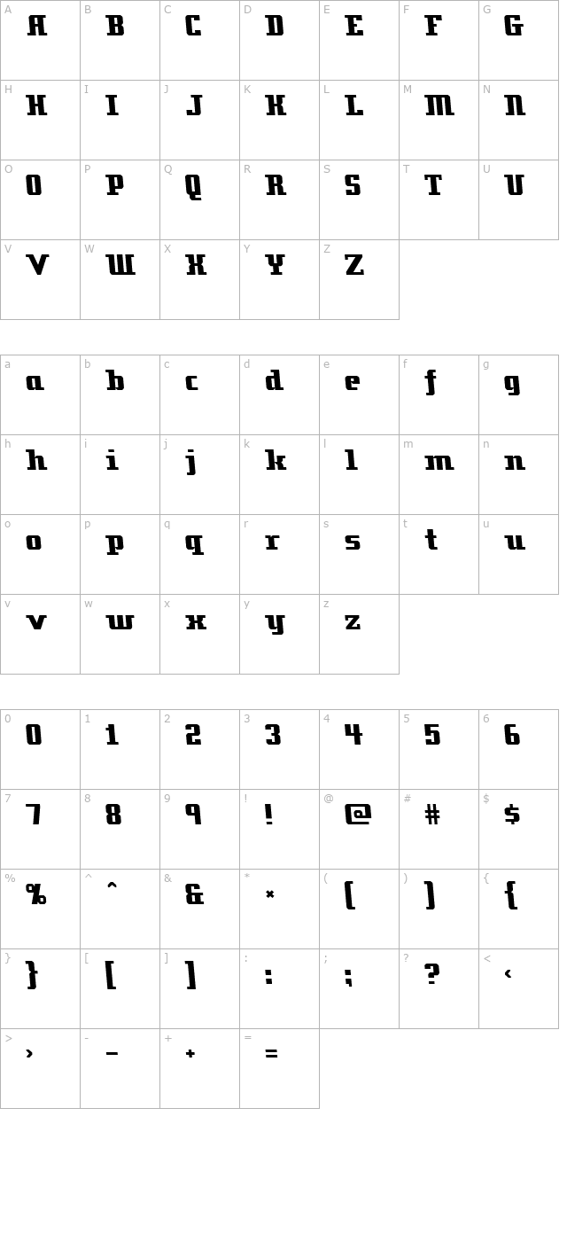 Zenith 2000 character map