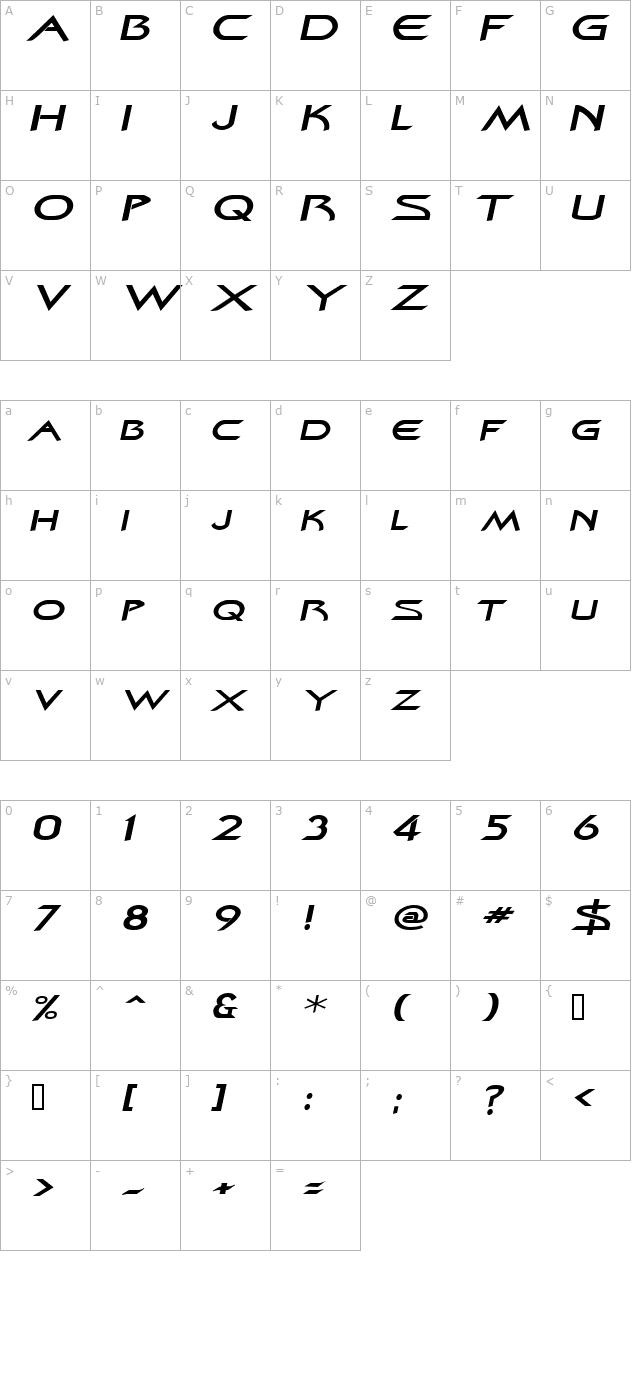 zenonextended-italic character map