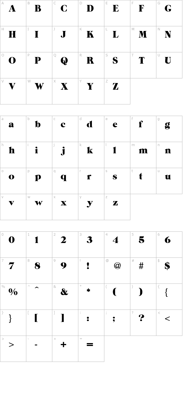 zepp-regular character map