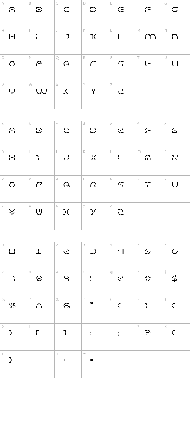 Zeta Sentry character map