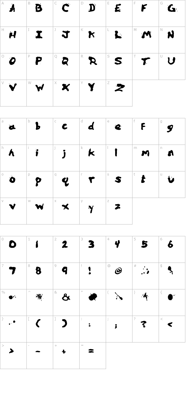 Zill Spills character map