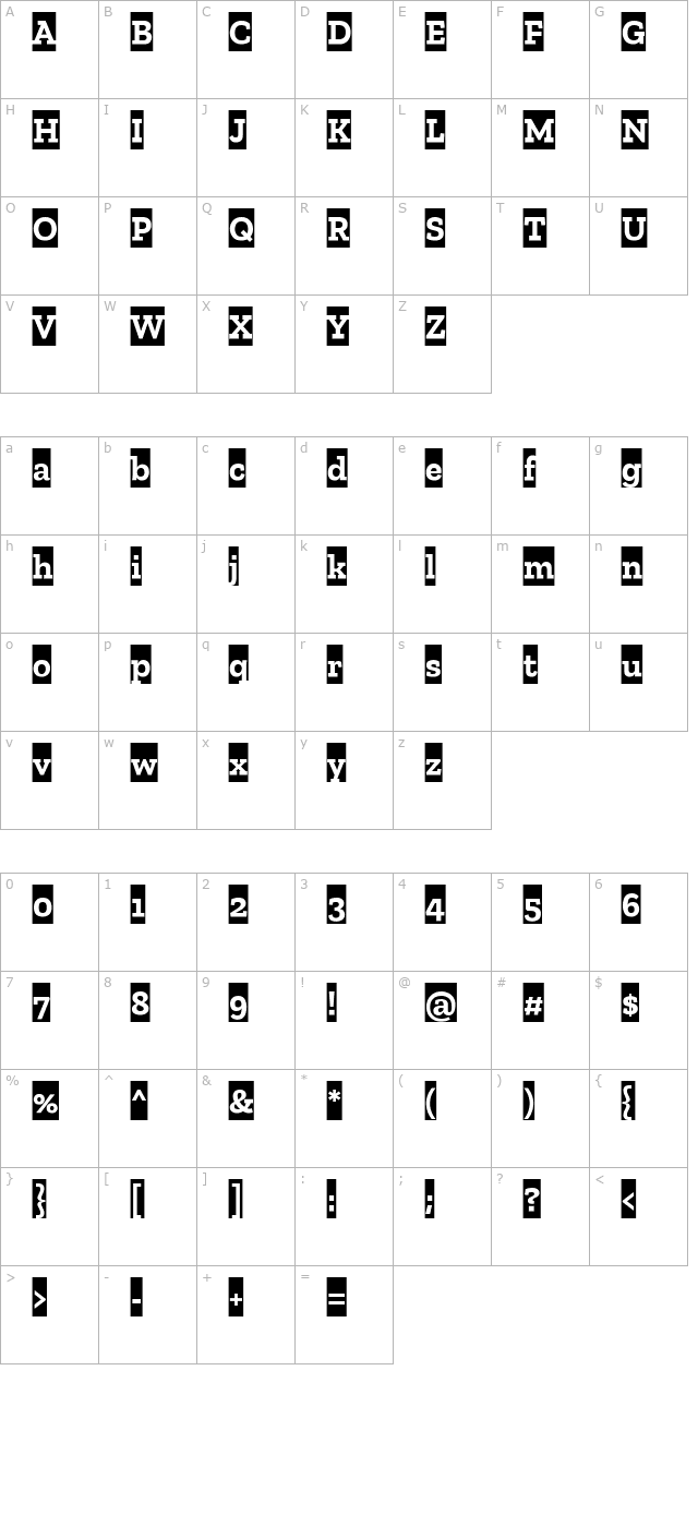 Zilla Slab Highlight Bold character map