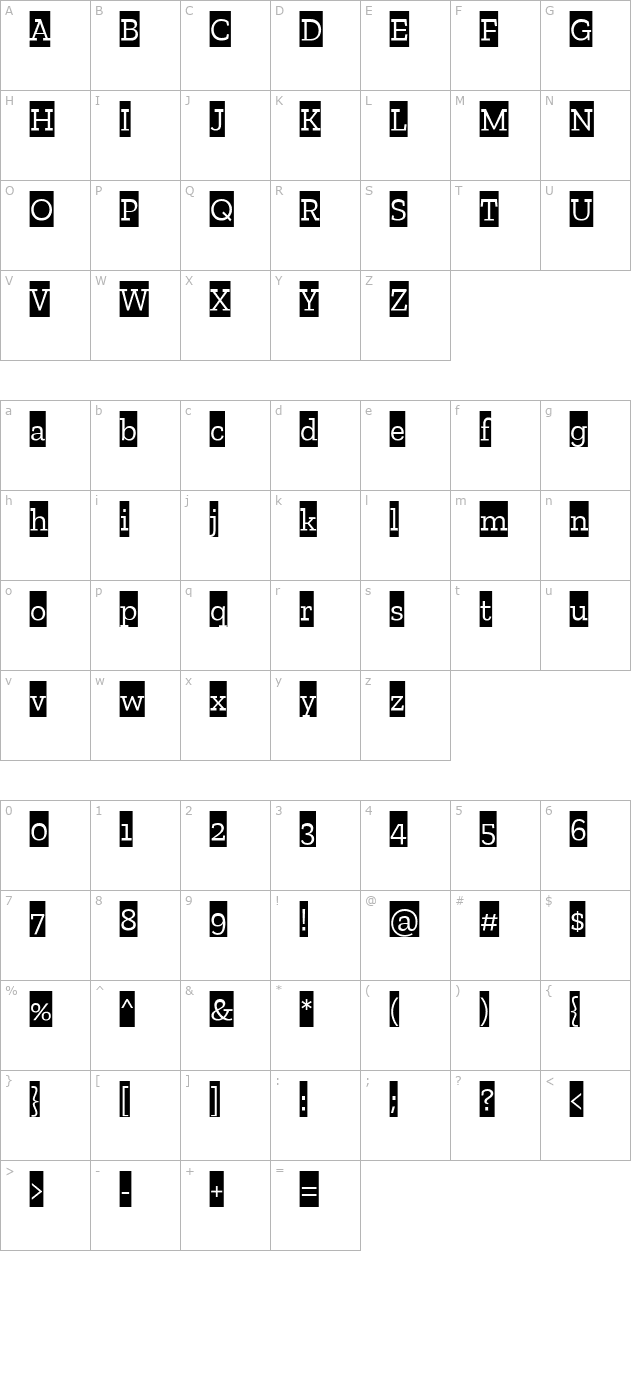 zilla-slab-highlight character map