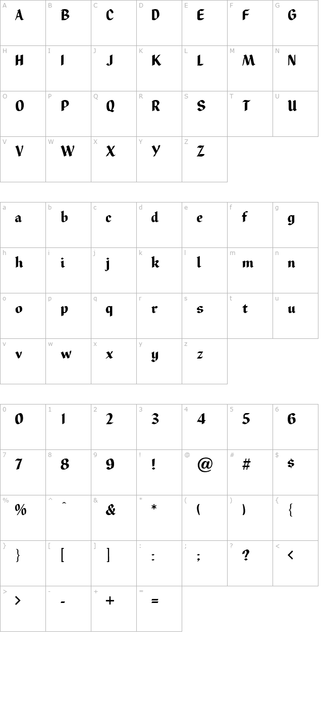 zingo-normal character map