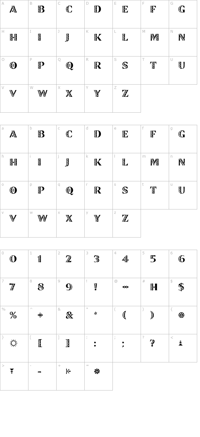 zinjaro-let-plain character map