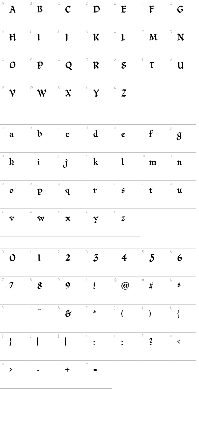 zion-regular character map