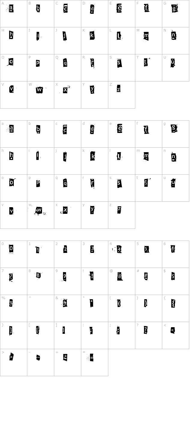 Znort3000 character map