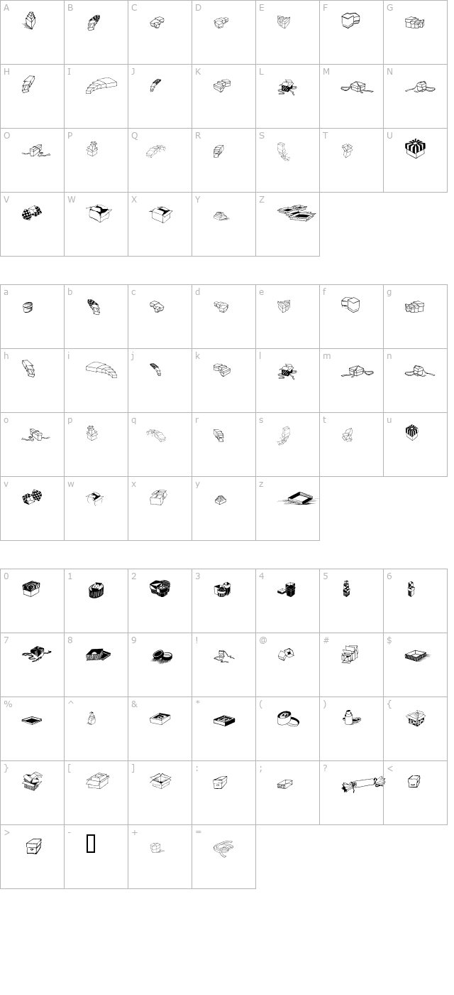 Zoeboxes Normal character map