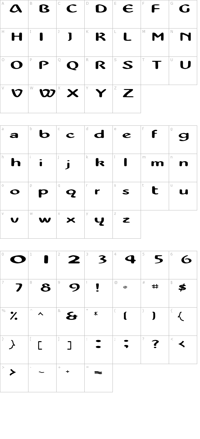 zonascriptssk-bold character map