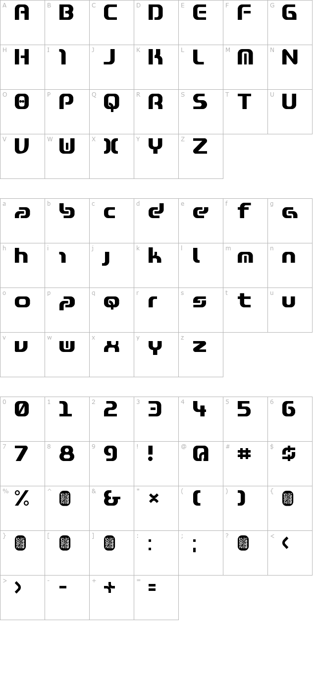 Zone99 character map