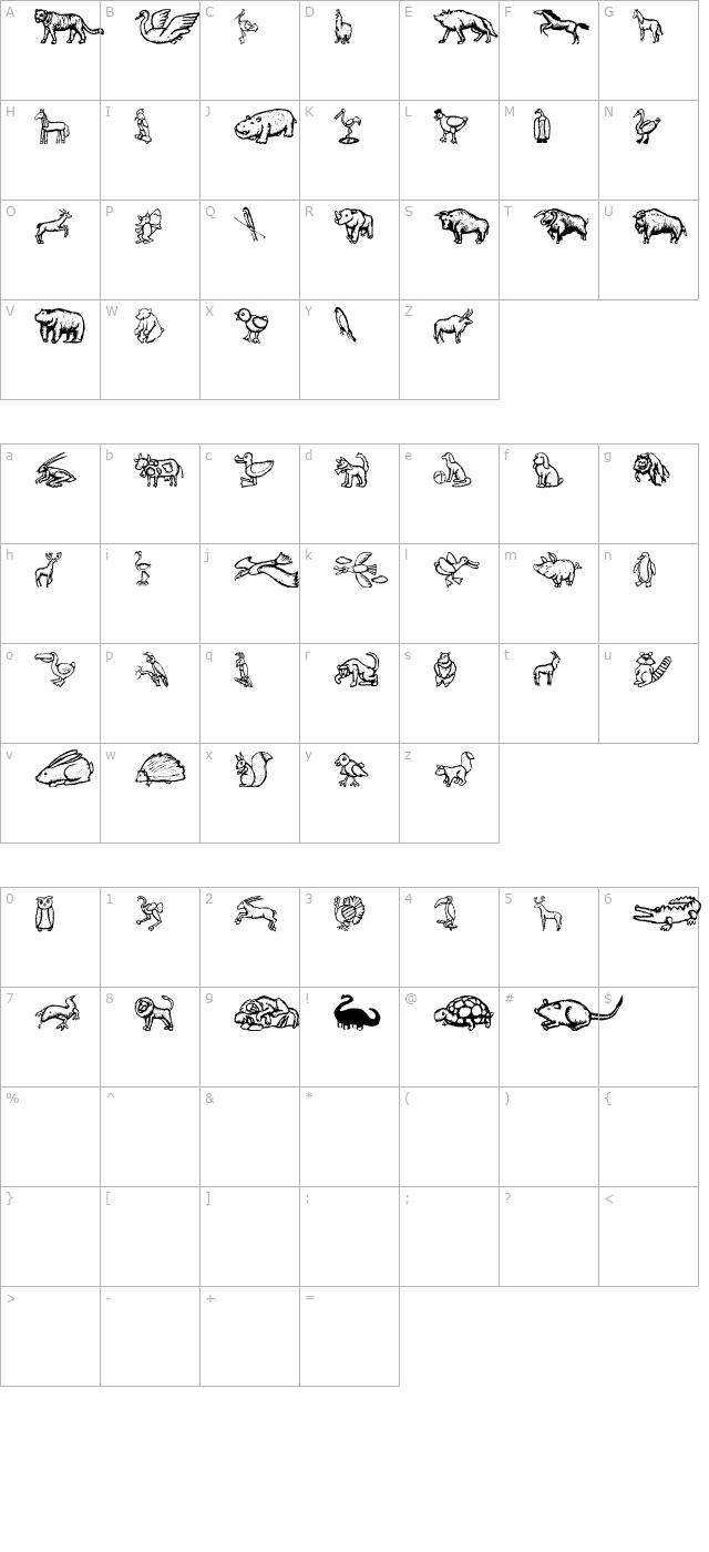 zoo-woodcuts-m character map