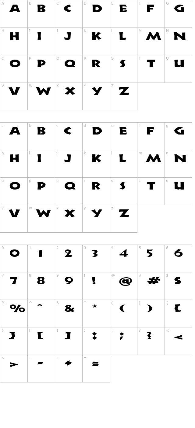 ZorbaExtended character map