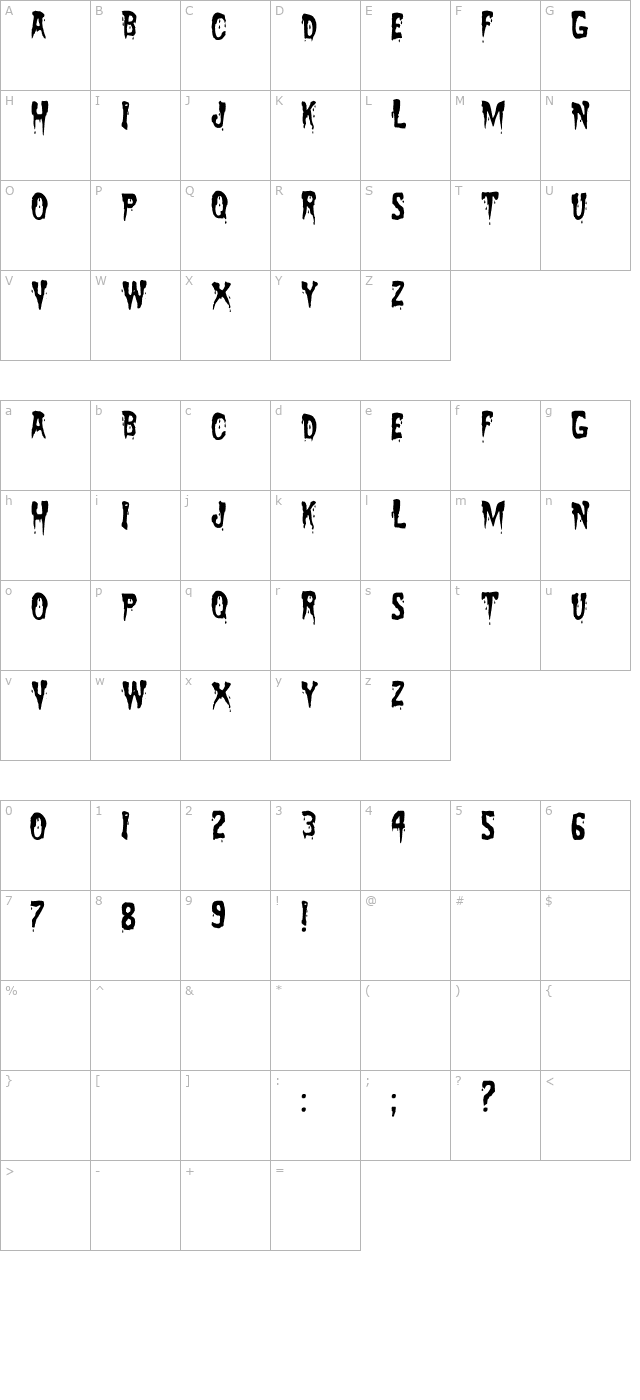 Zreaks NFI OTF character map