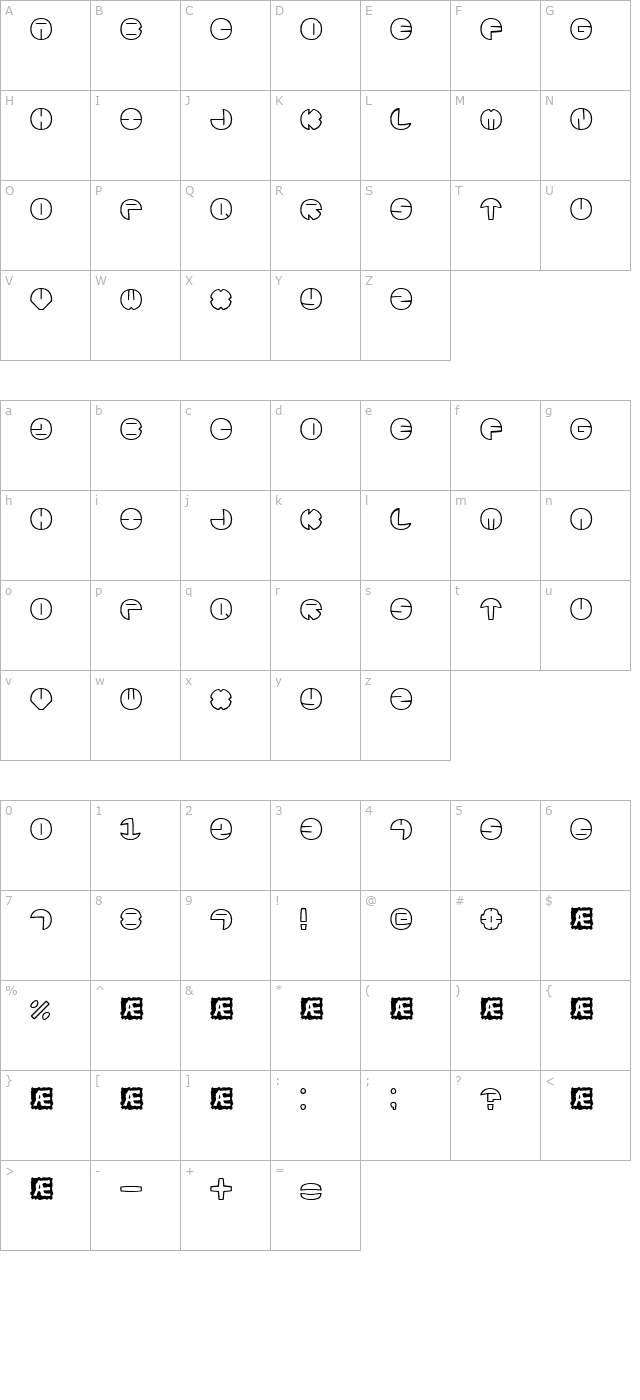 Zurklez Outline (BRK) character map