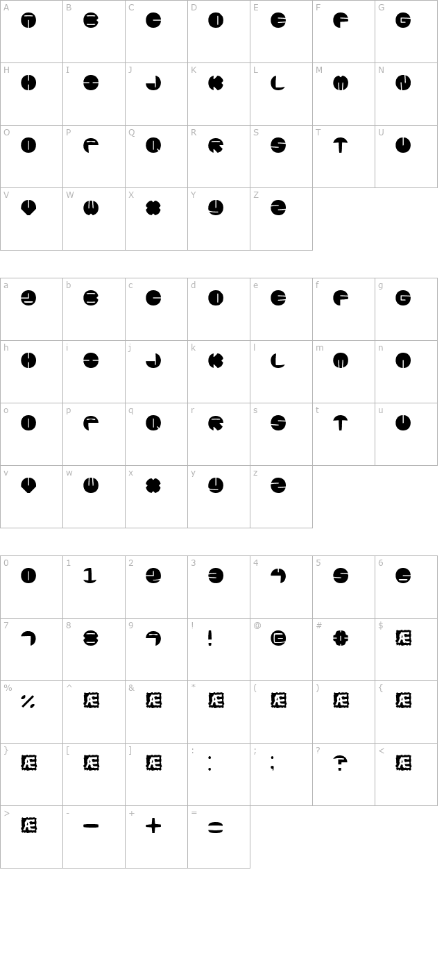 Zurklez Solid (BRK) character map