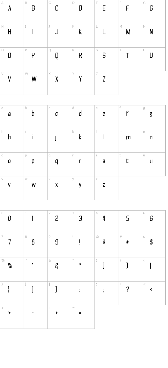 ZyphyteCondense character map