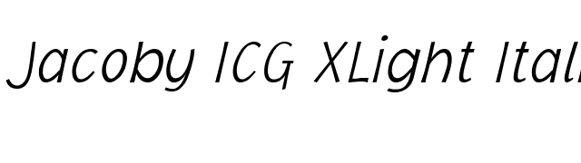 Jacoby ICG XLight Italic font preview