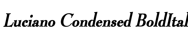 Luciano Condensed BoldItalic font preview