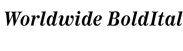 Worldwide BoldItalic font preview