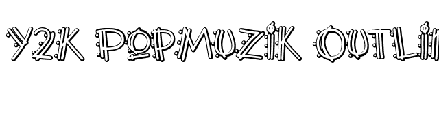 Y2K PopMuzik Outline AOE font preview
