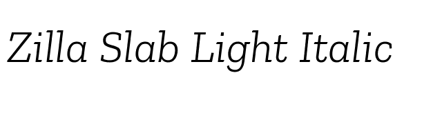 Zilla Slab Light Italic font preview